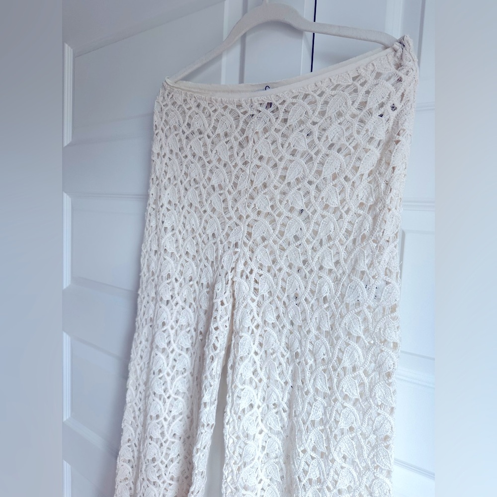 Zara Crochet Wide Leg Flared‎ Pants NWOT Small - Picture 8 of 9